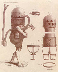 Drawing of Karl Heinrich Klingert's diving suit
